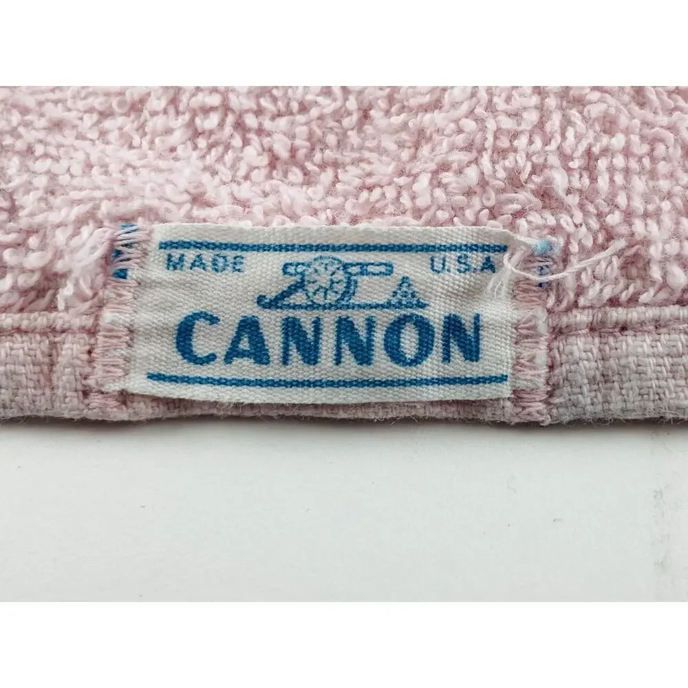Cannon Bath Body Hand Towel Set Vintage Pink Floral Appliqué Gold Rose USA Flowe